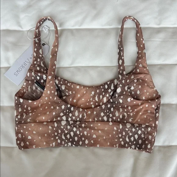 Boys + Arrows Bikini Top – Brown Speckled / Fawn Print/Bambi - Picture 3 of 4